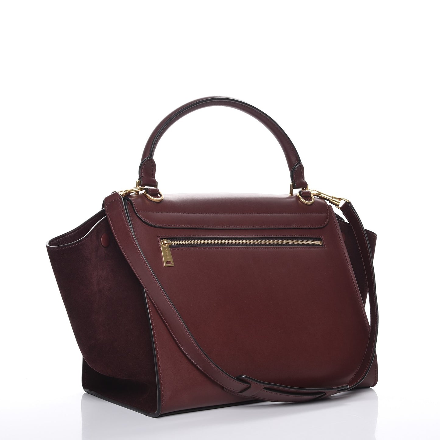 Smooth Calfskin Suede Medium Trapeze Burgundy