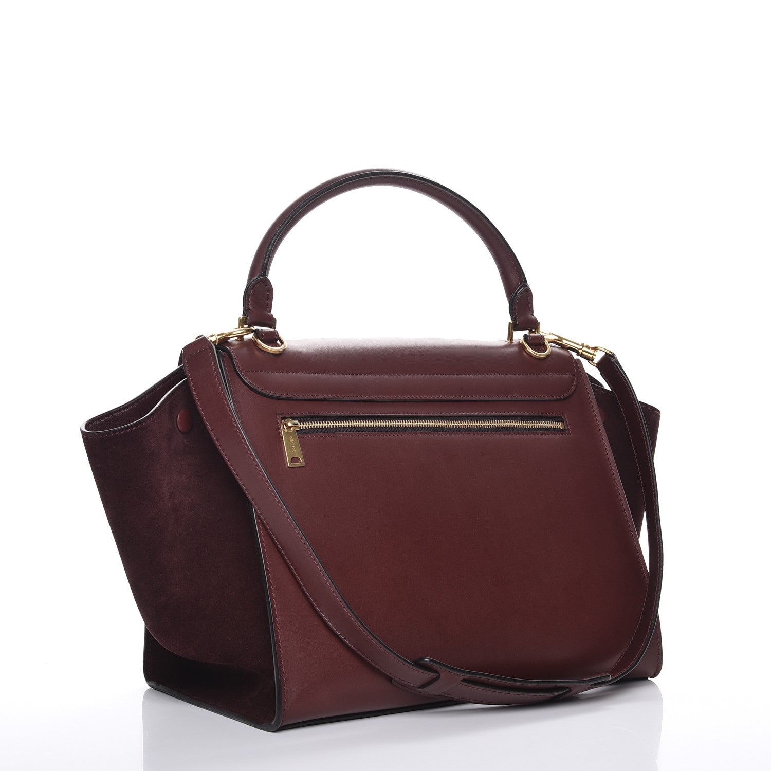 Celine Smooth Calfskin Suede Medium Trapeze Burgundy 4 of 12