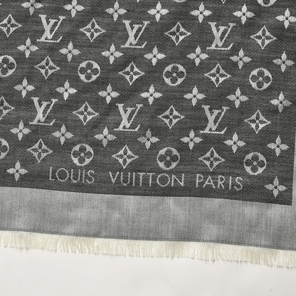 Louis Vuitton Silk Wool Monogram Denim Shawl Black 3 of 4