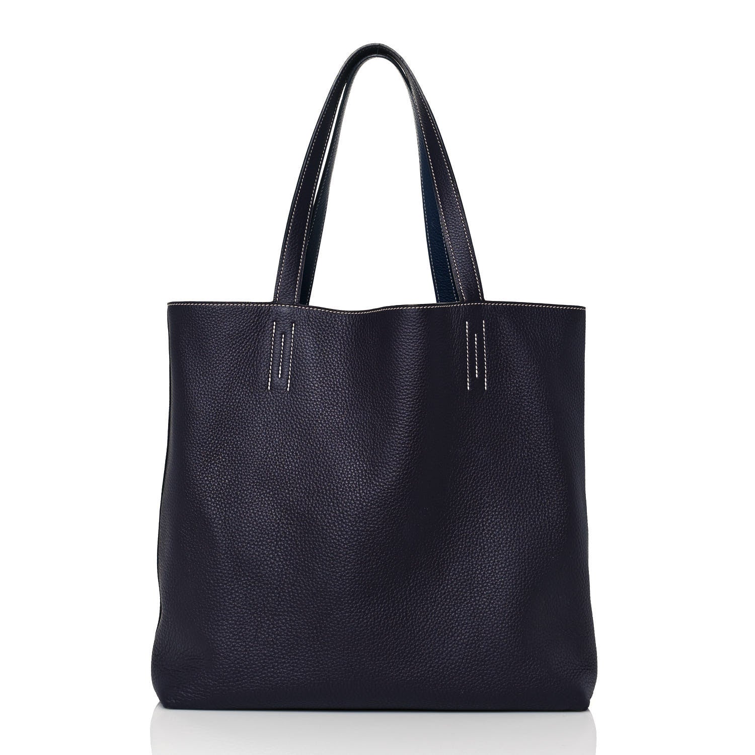 Hermes Taurillon Clemence Double Sens 36 Reversible Tote Bleu Saphir Prune 12 of 18