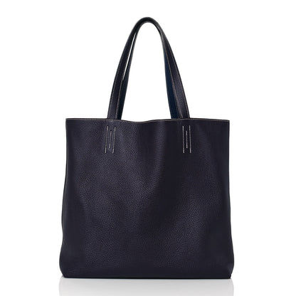 Hermes Taurillon Clemence Double Sens 36 Reversible Tote Bleu Saphir Prune 12 of 18