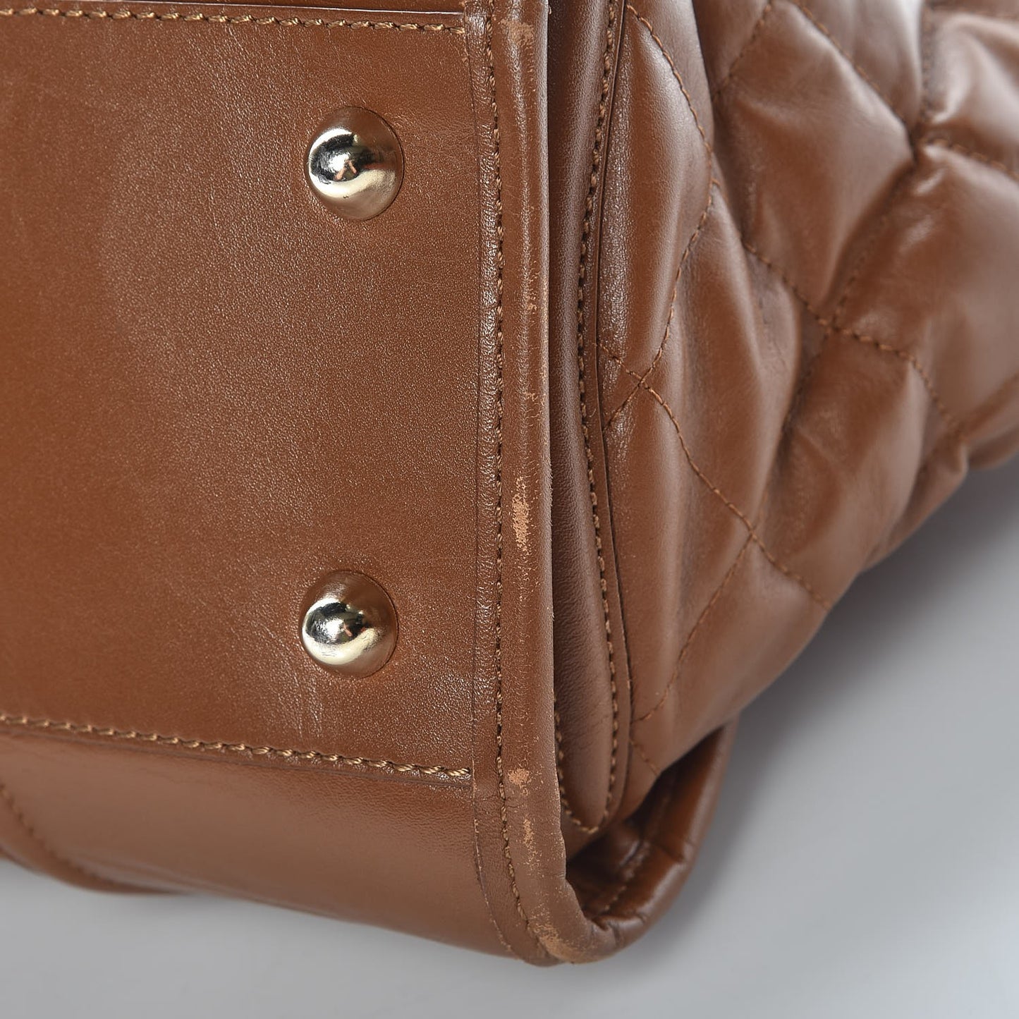 Calfskin Quilted Large Manor Tote Tan