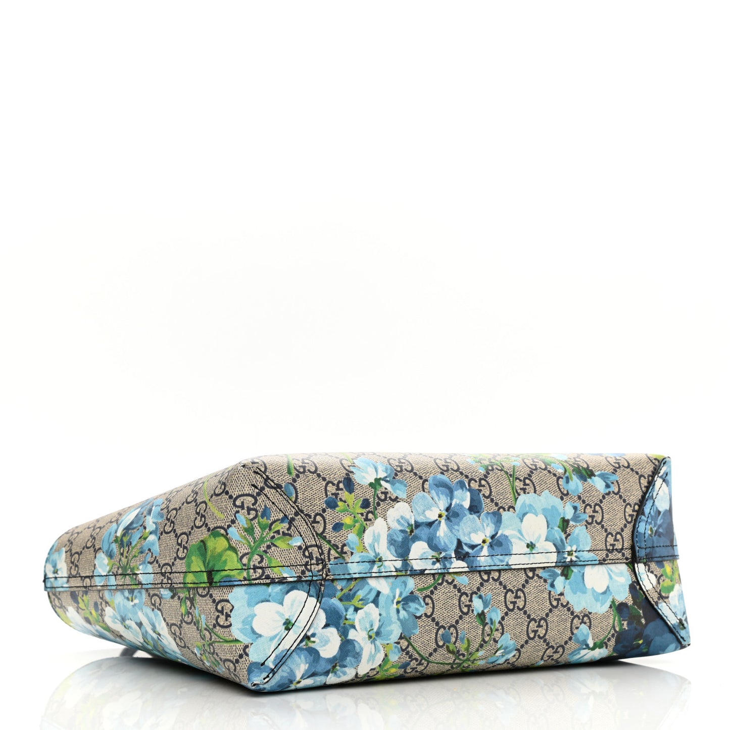 GG Supreme Monogram Blooms Small Reversible Tote Beige Blue Navy