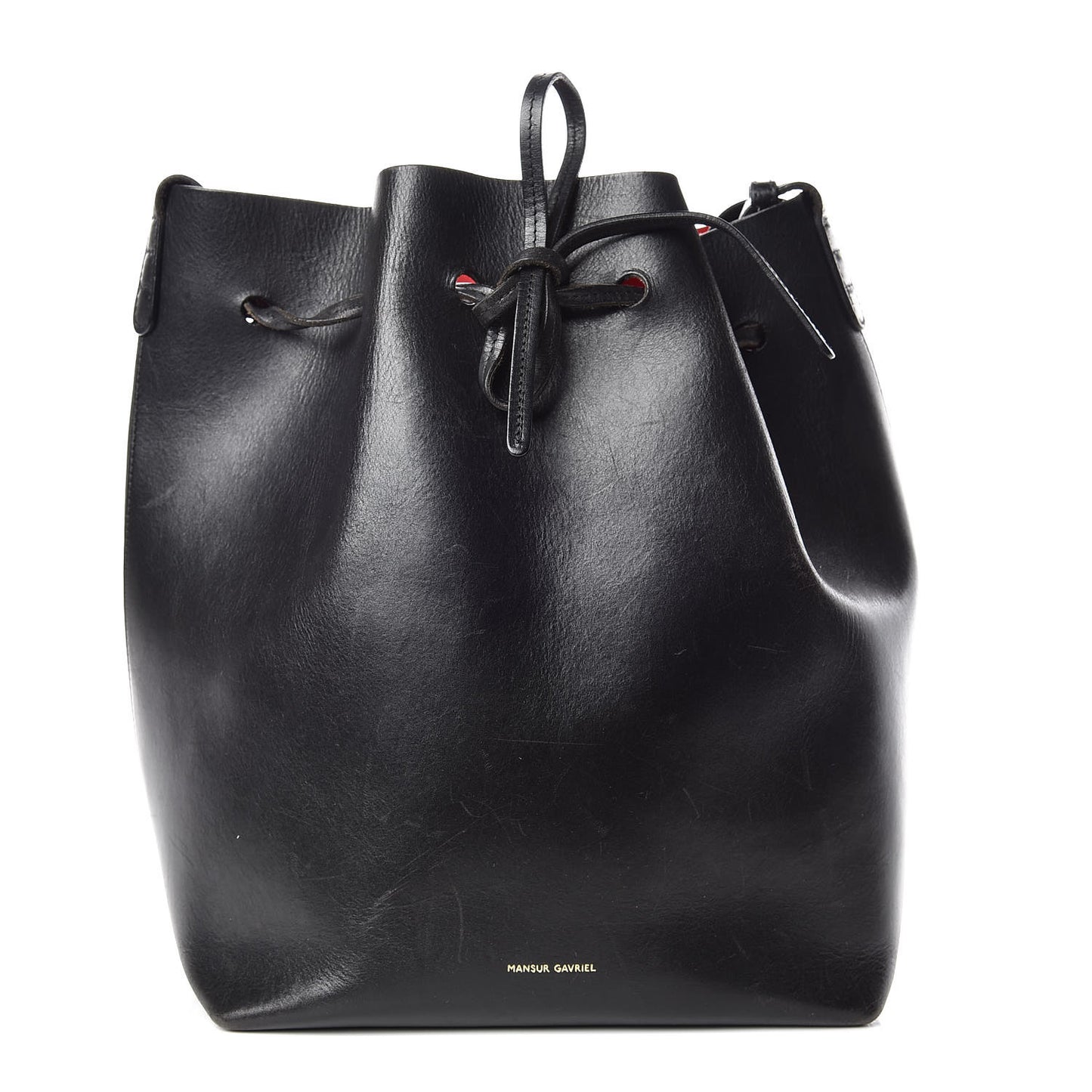 Vegetable Tanned Calfskin Bucket Bag Black Flamma