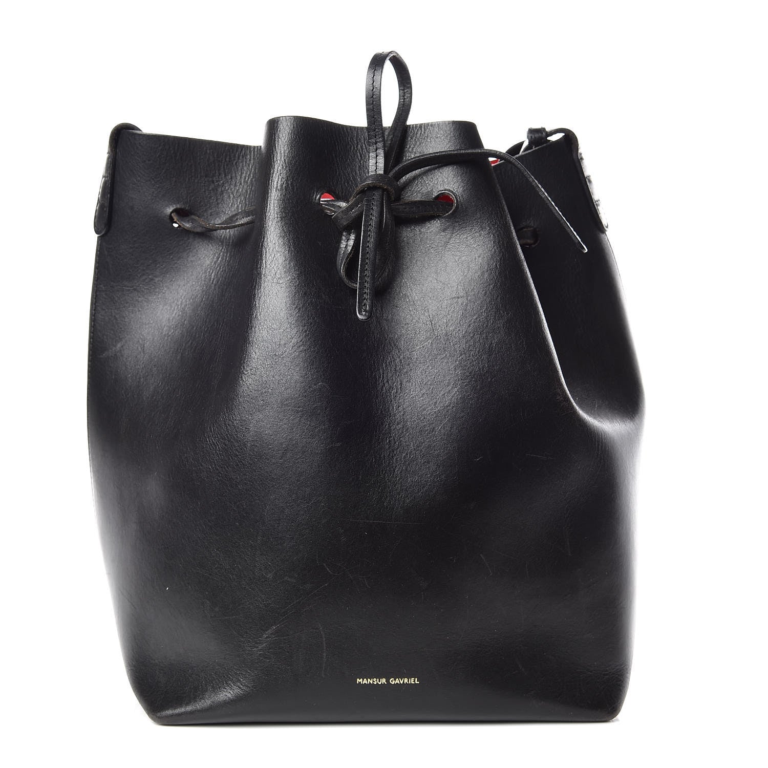 Mansur Gavriel Vegetable Tanned Calfskin Bucket Bag Black Flamma 3 of 16