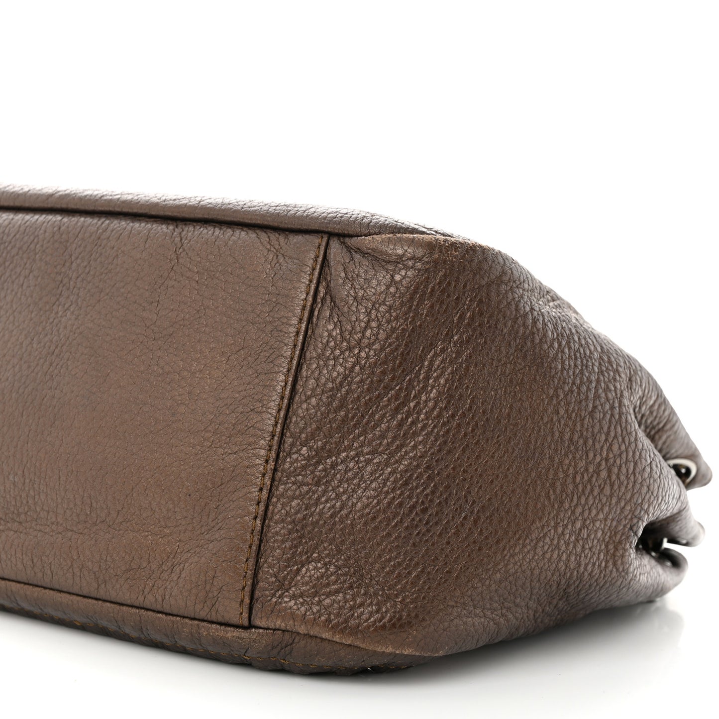 Metallic Deerskin Small Luxe Ligne Flap Bronze
