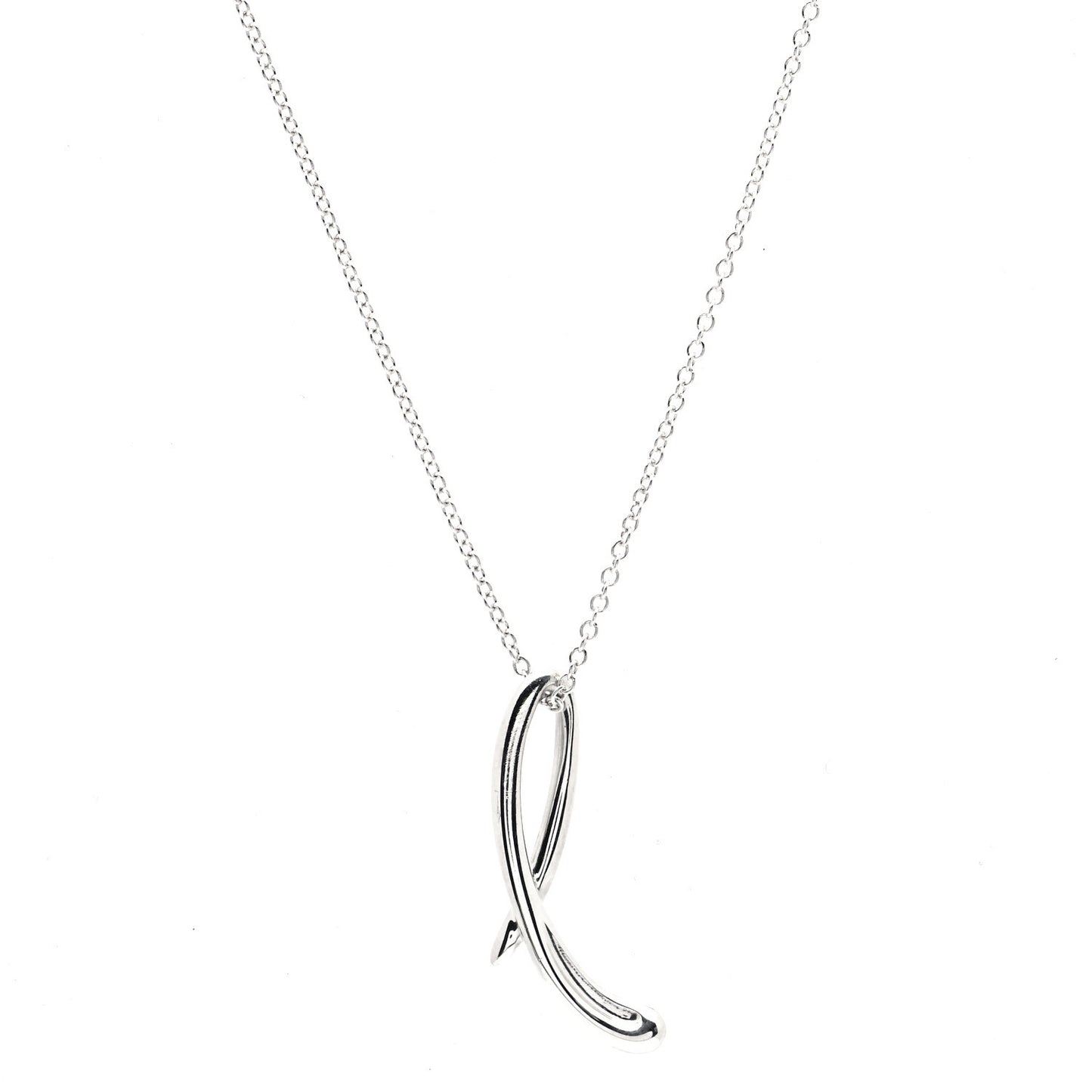 Sterling Silver Elsa Peretti Letter L Pendant Necklace