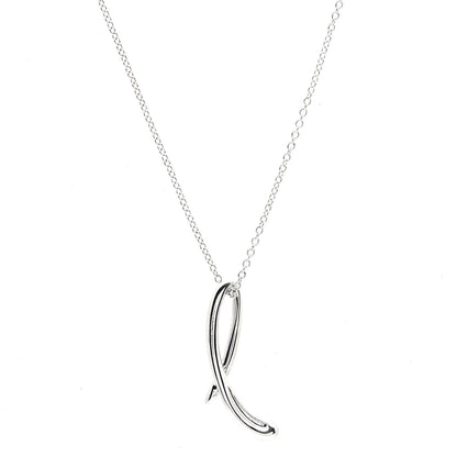 Tiffany Sterling Silver Elsa Peretti Letter L Pendant Necklace 1 of 6