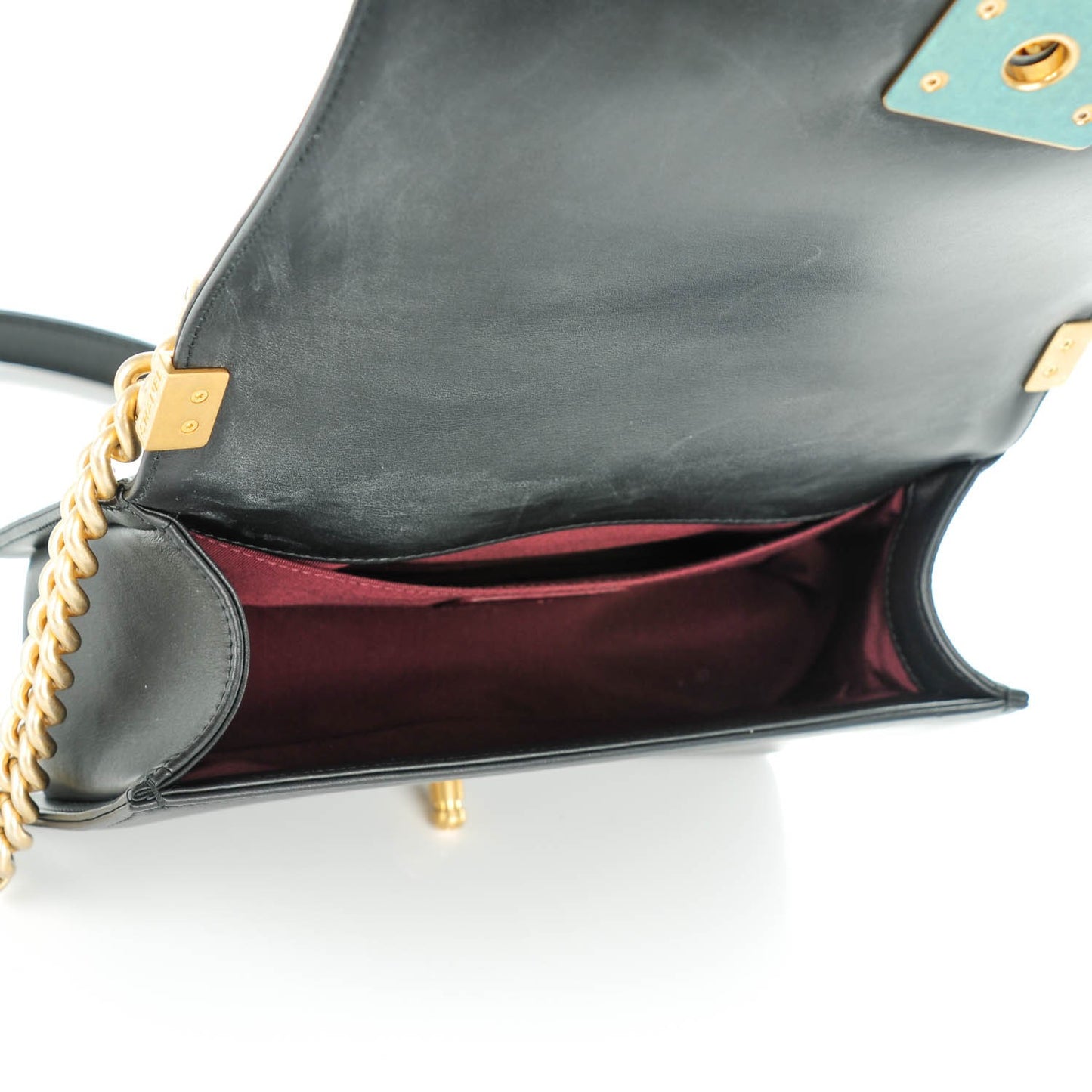 Caviar Suede Calfskin Chevron Medium Boy Flap Black