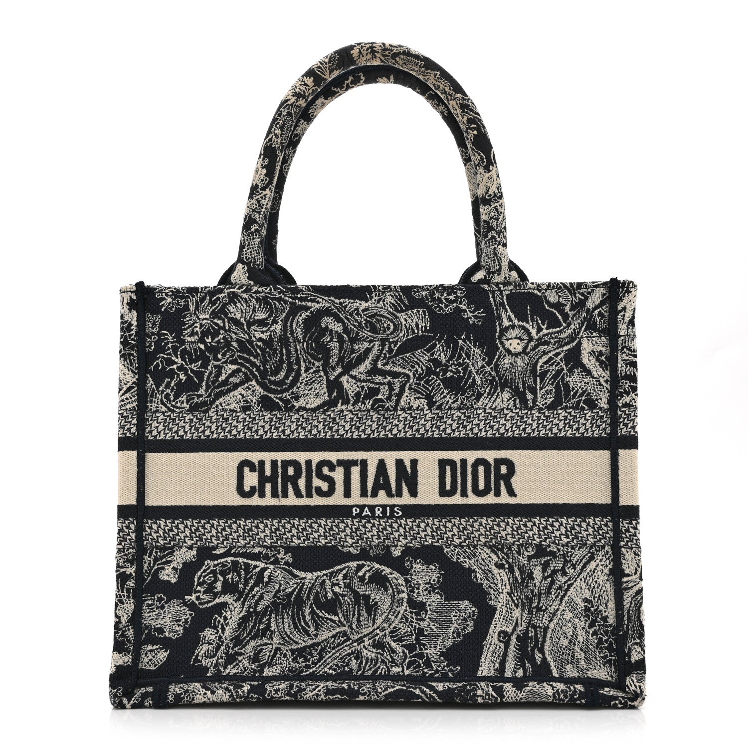 Christian Dior Canvas Embroidered Small Dioriviera Toile De Jouy Book Tote Blue 1 of 10