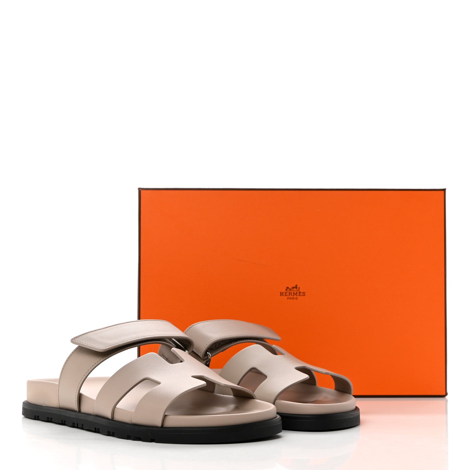 Hermes Calfskin Womens Chypre Sandals 37 Beige Mastic 9 of 9