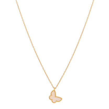 Van Cleef & Arpels 18K Yellow Gold Mother of Pearl Sweet Alhambra Butterfly Pendant Necklace 1 of 6