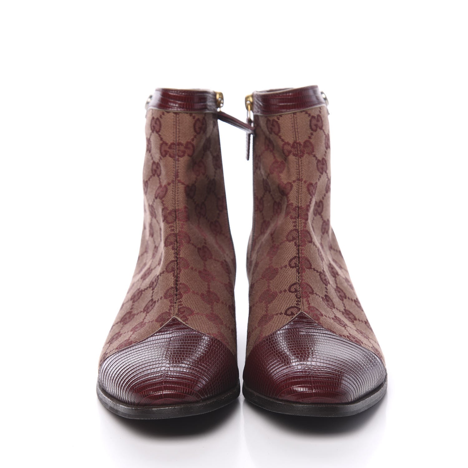 Gucci GG Monogram Lizard Mens GG Ankle Boots 8.5 Sahara Rubino Bright Bordeaux 2 of 9