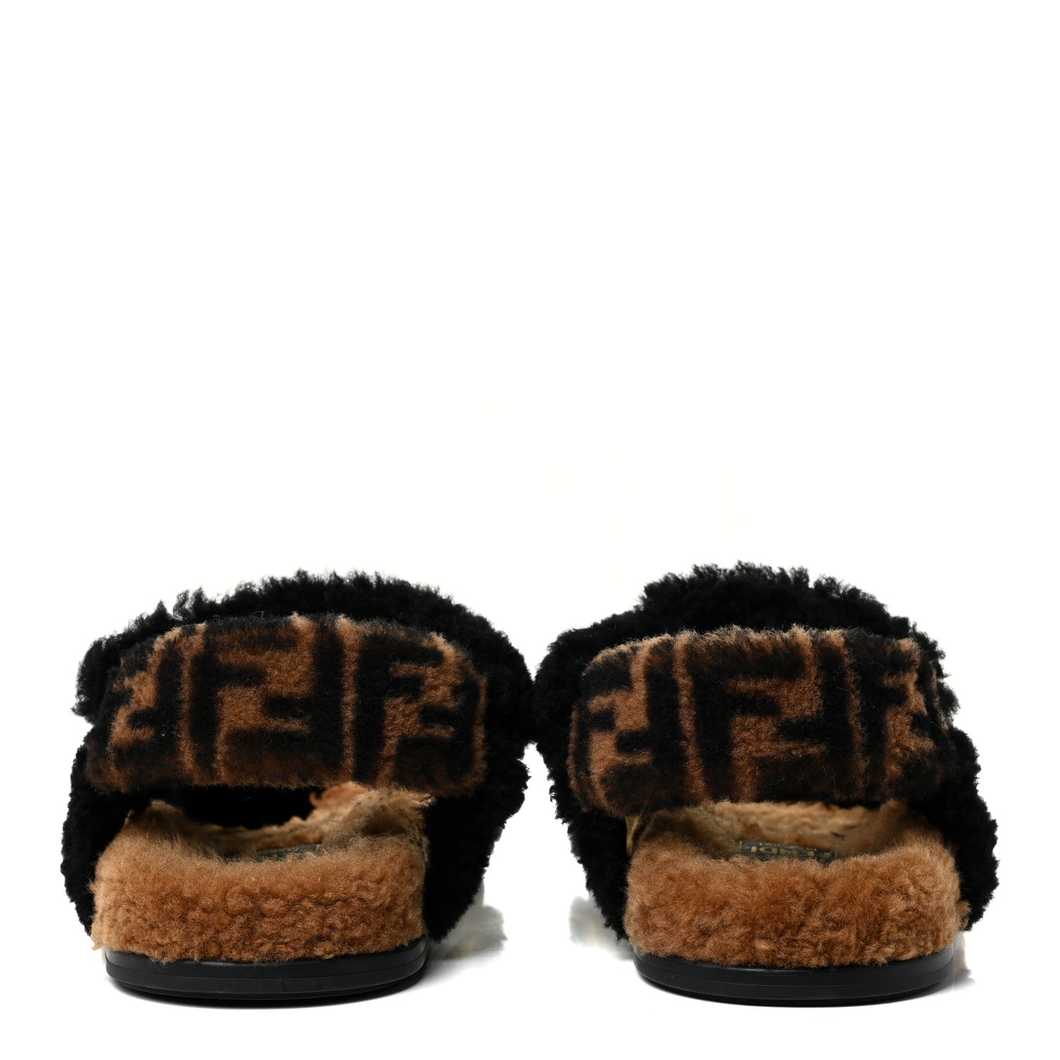 Fendi Shearling FF Fendi Feel Sandals 35 Tobacco Black 4 of 13