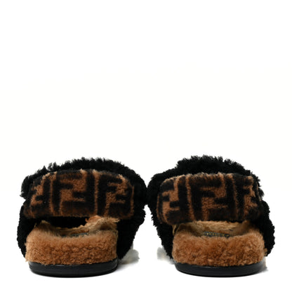 Fendi Shearling FF Fendi Feel Sandals 35 Tobacco Black 4 of 13