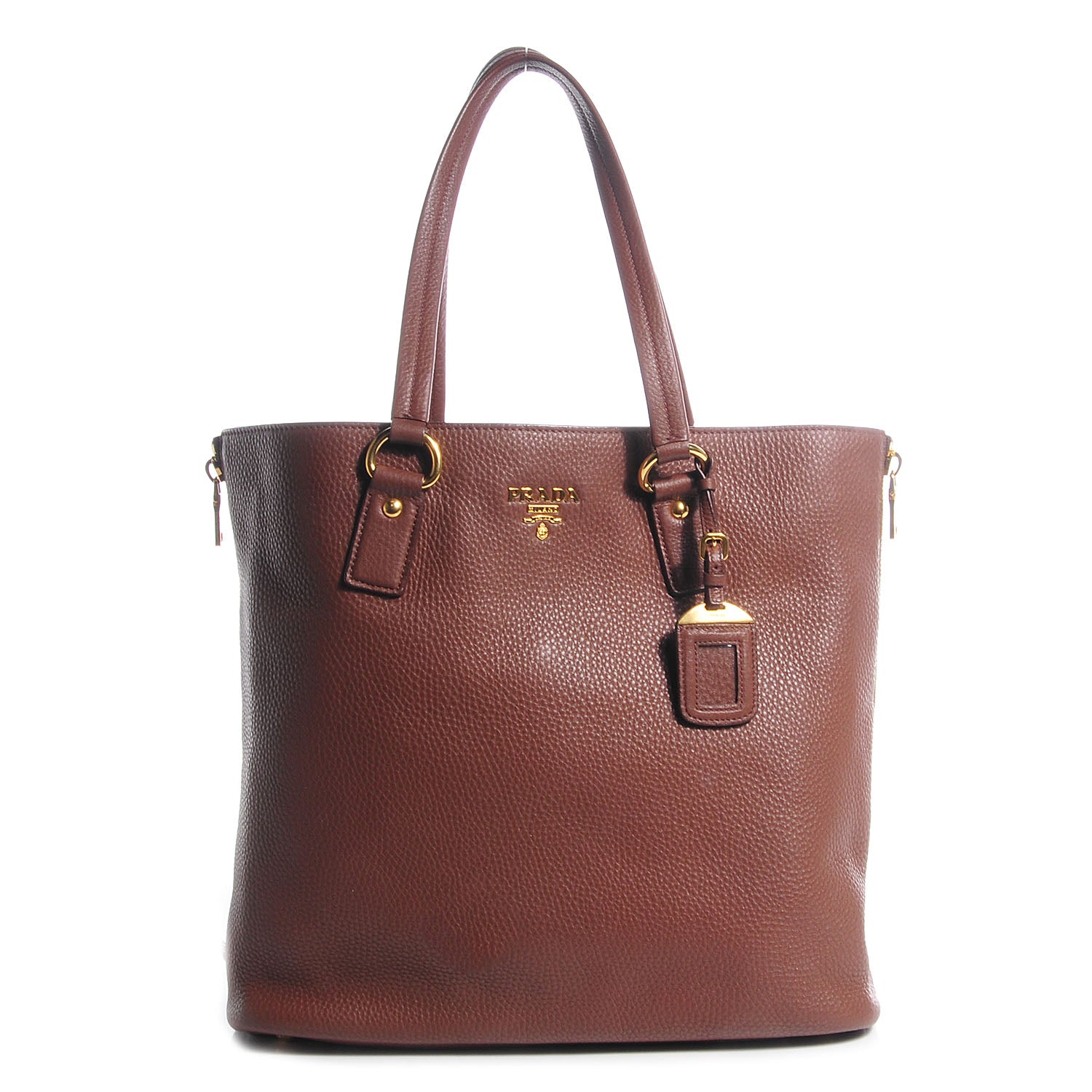 Prada Vitello Daino Side Zip Shopping Tote Palissandro 1 of 16
