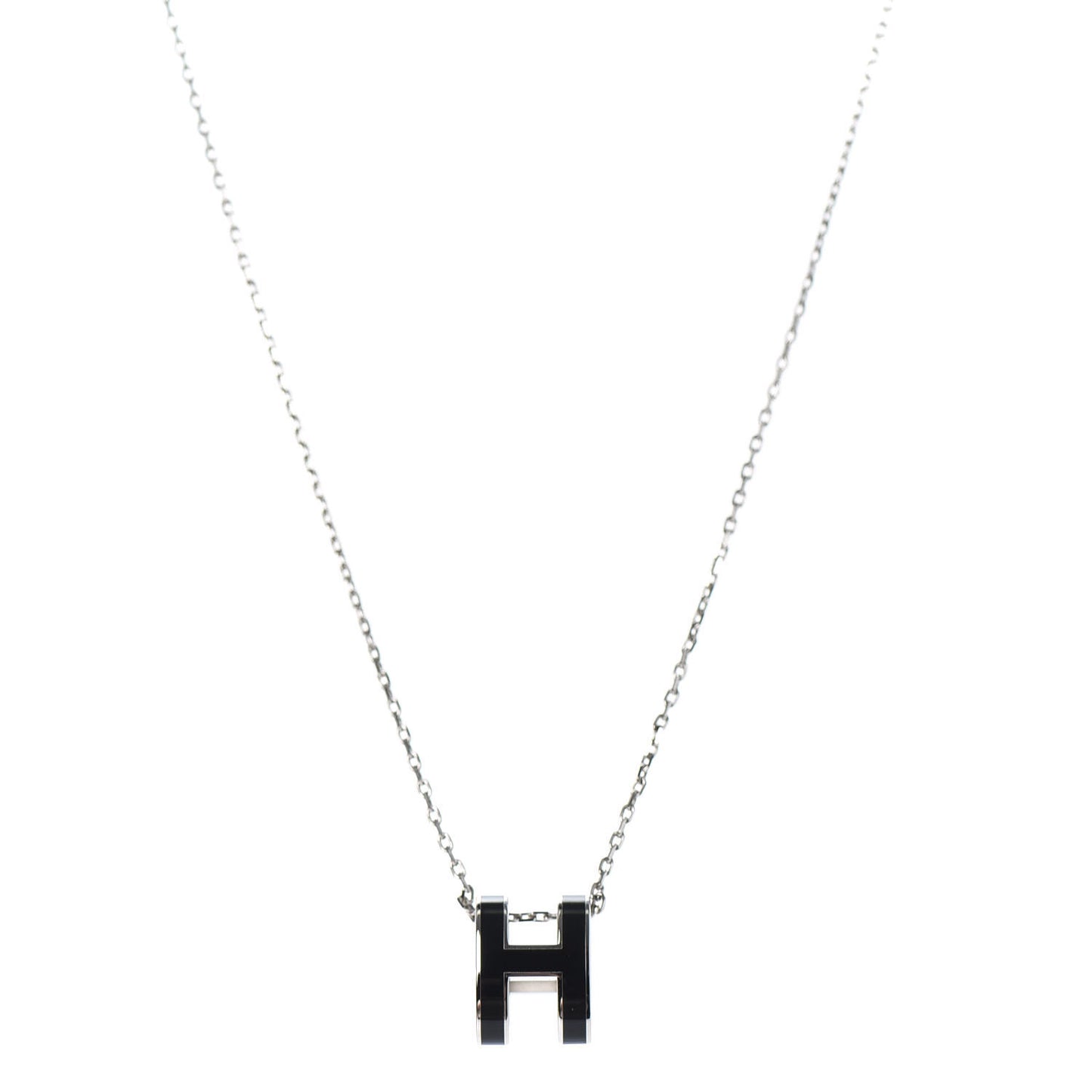 Lacquered Palladium Pop H Pendant Necklace Black