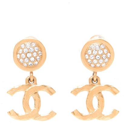 Chanel Crystal CC Drop Earrings Gold 1 of 5