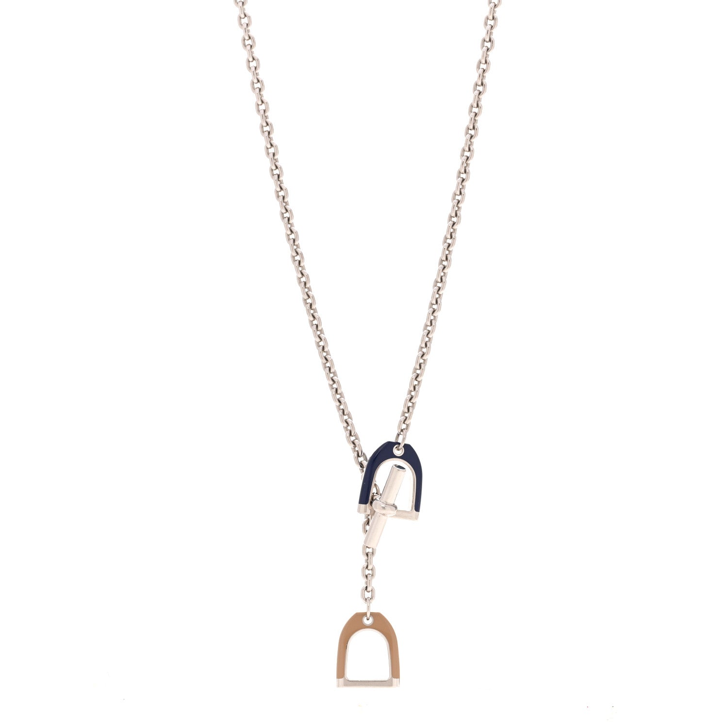 Hermes Palladium Lacquered Etrier Necklace 1 of 7