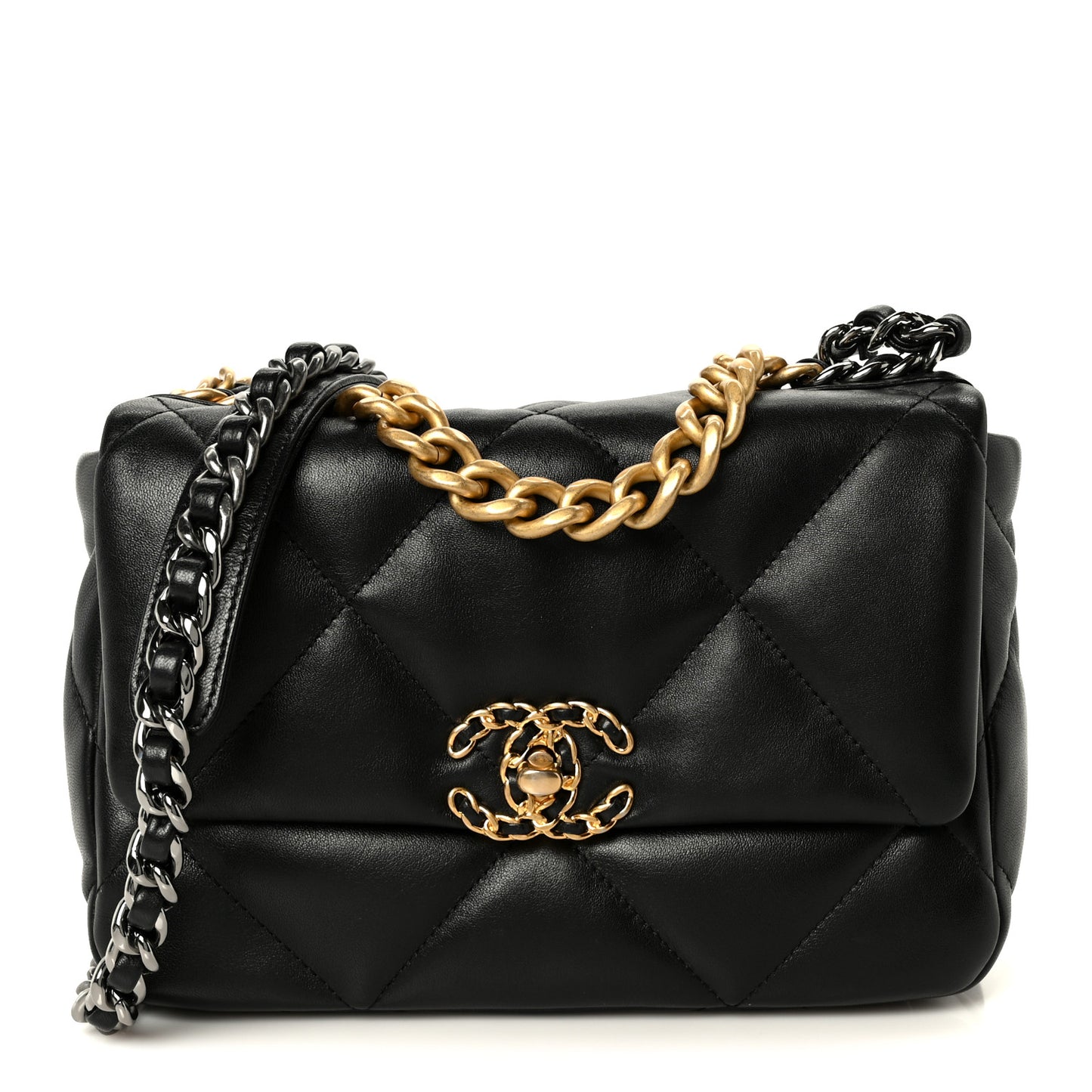 Lambskin Quilted Medium Chanel 19 Flap Black