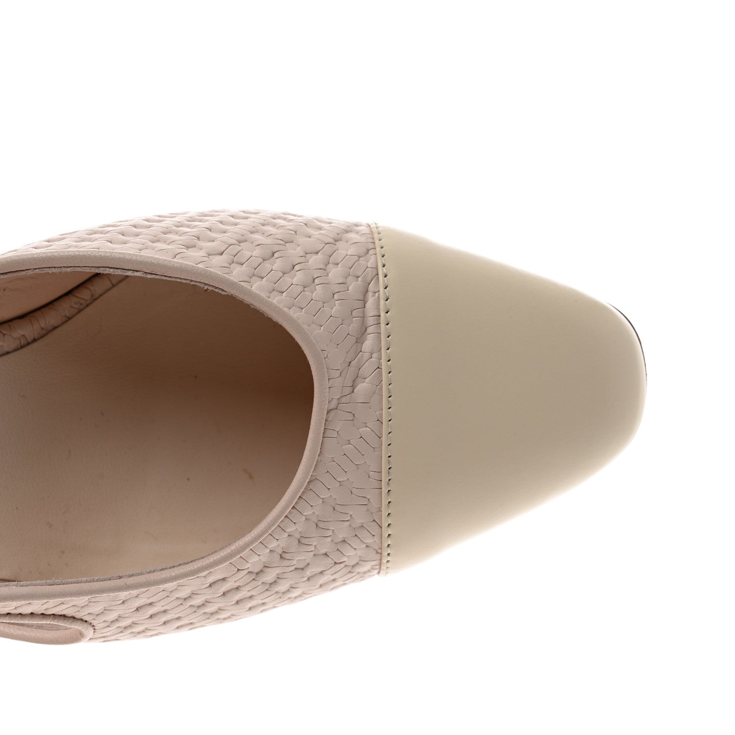 Chanel Woven Plastic Lambskin Cap Toe CC Slingback Pumps 36 Light Pink 9 of 9