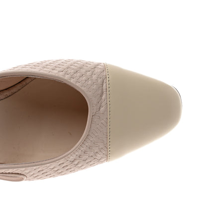 Chanel Woven Plastic Lambskin Cap Toe CC Slingback Pumps 36 Light Pink 9 of 9