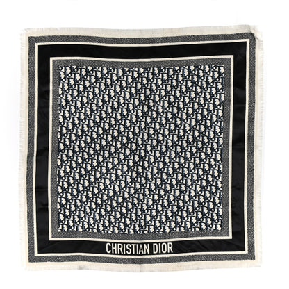 Christian Dior Silk Twill Oblique Diortwin 70 Square Scarf Bleu Marine 1 of 4