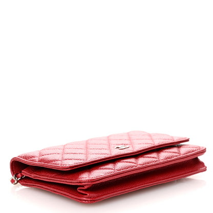 Chanel Iridescent Caviar Quilted Wallet On Chain WOC Red 4 of 11