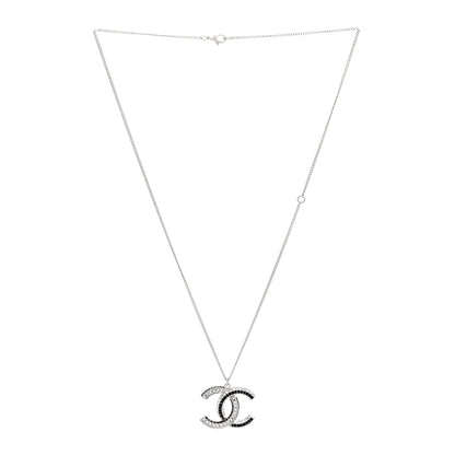 Chanel Baguette Crystal Large CC Necklace Silver Black 3 of 5