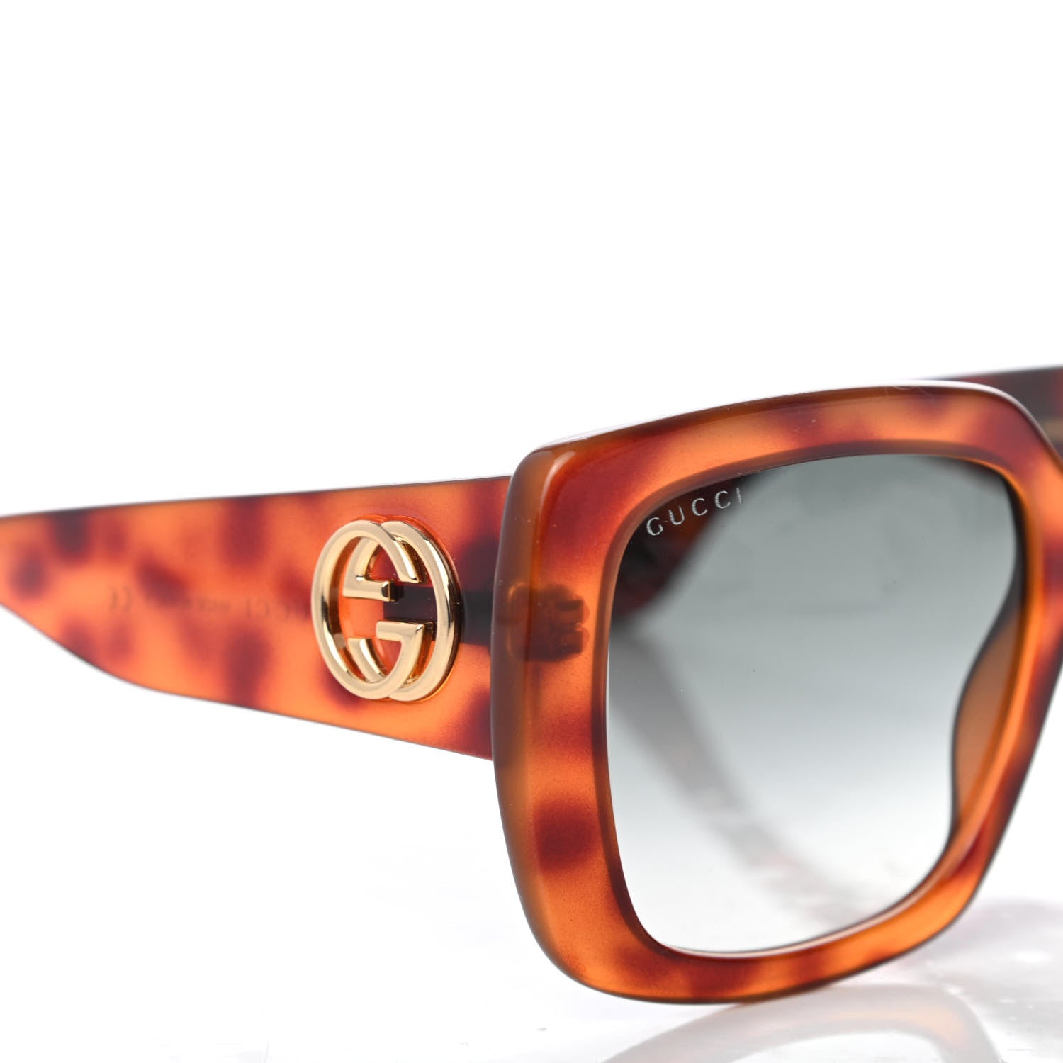 Gucci Acetate Square Frame Sunglasses GG0141S Tortoise 7 of 8
