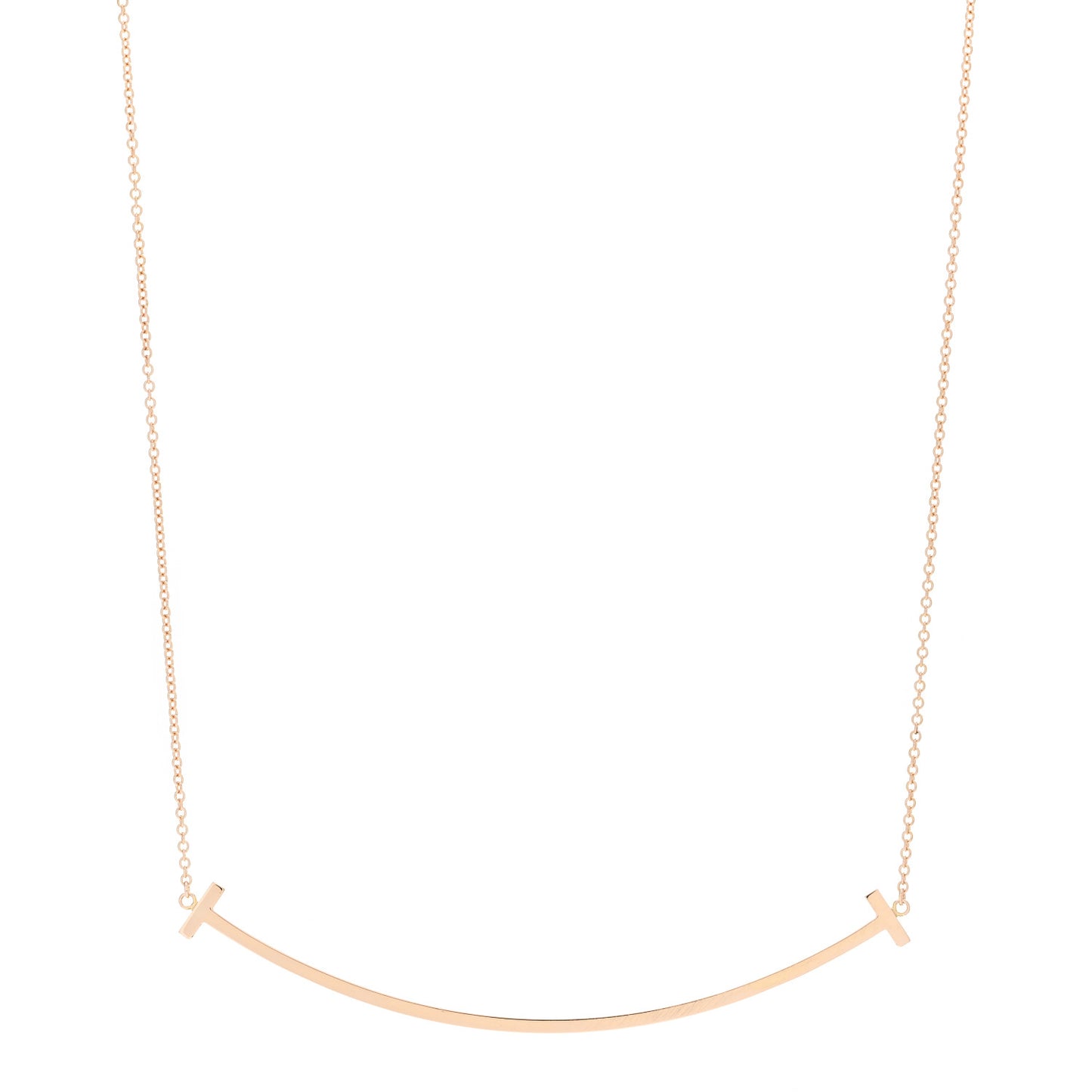 18K Rose Gold Large T Smile Pendant Necklace