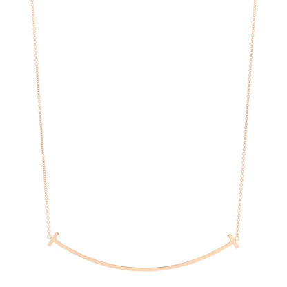 Tiffany 18K Rose Gold Large T Smile Pendant Necklace 1 of 6
