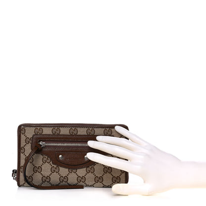 Balenciaga X GUCCI GG Monogram Azalea Calfskin Neo Classic Zip Around Wallet Beige Ebony Brown Sugar 2 of 10