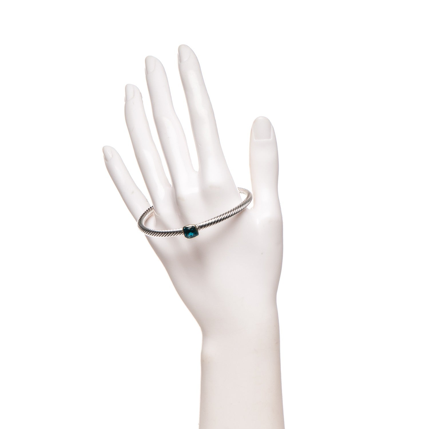 David Yurman Sterling Silver 18K Yellow Gold Blue Topaz 4mm Cuff 2 of 5