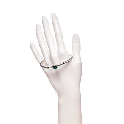 David Yurman Sterling Silver 18K Yellow Gold Blue Topaz 4mm Cuff 2 of 5