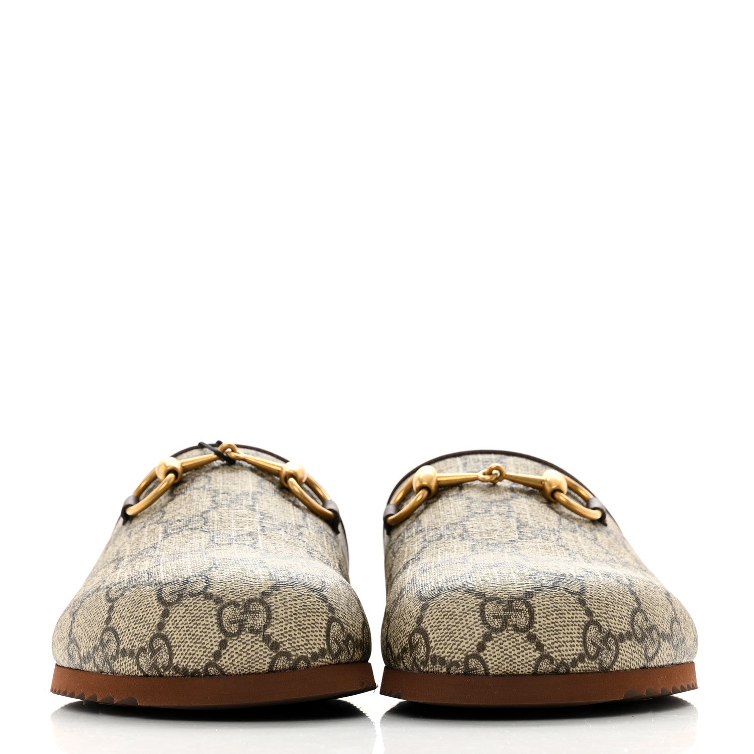 Gucci GG Supreme Monogram Miro Soft Calfskin Womens Horsebit Slippers 38 Beige Ebony New Acero 2 of 9