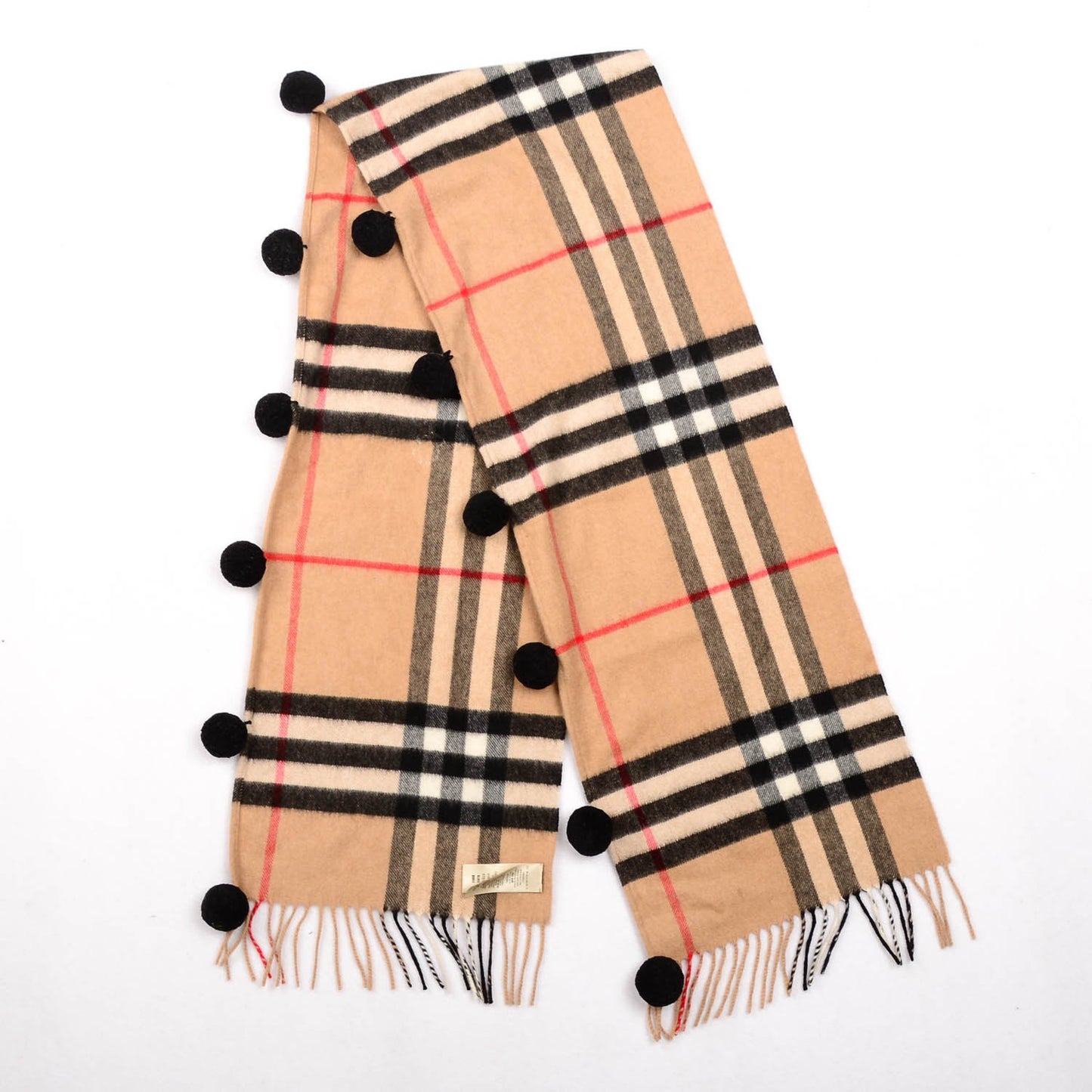 Cashmere House Check Pom Pom Scarf