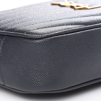Saint Laurent Grain De Poudre Matelasse Monogram Mini Lou Camera Bag Dark Smog 8 of 10