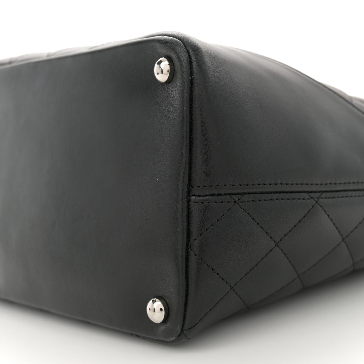 Calfskin Quilted Medium Cambon Tote Black White