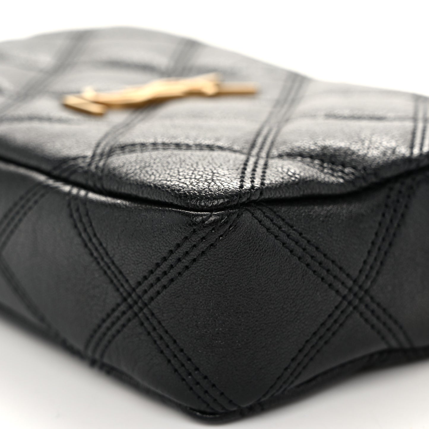 Grained Lambskin Quilted Mini Becky Double Zip Bag Black
