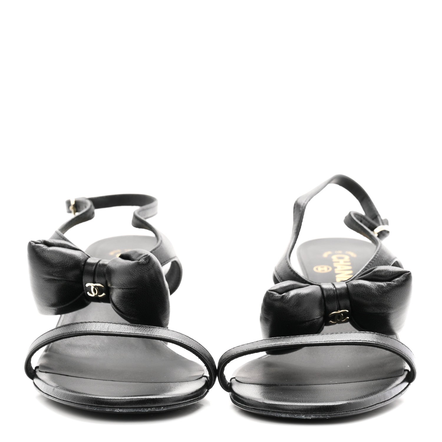 Chanel Lambskin CC Bow 55mm Sandals 38.5 Black 3 of 10