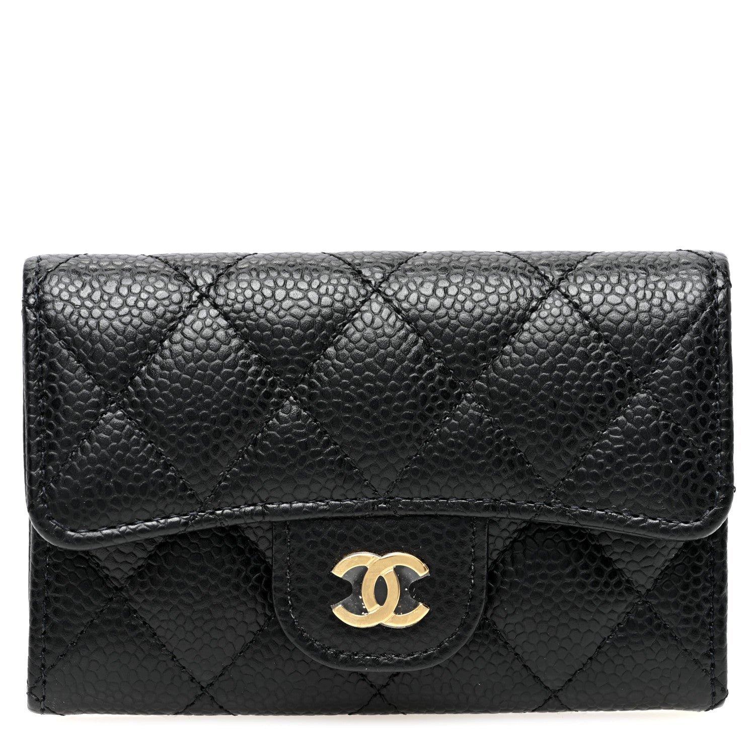 Chanel Caviar Quilted Flap Card Holder Wallet Black 1 of 7