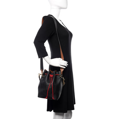 Fendi Vitello Grace F is Fendi Stamp Patch Perforated Small Mon Tresor Bucket Bag Black 2 of 11
