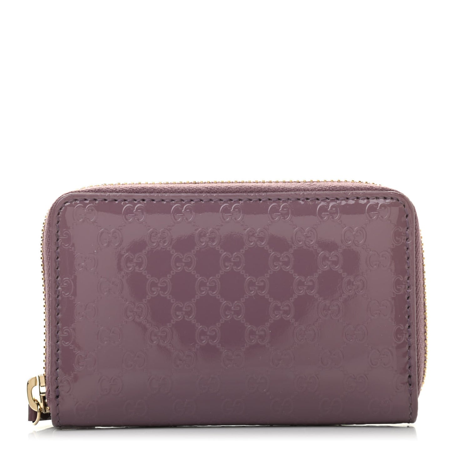 Patent Microguccissima Zip Around Card Case Mauve