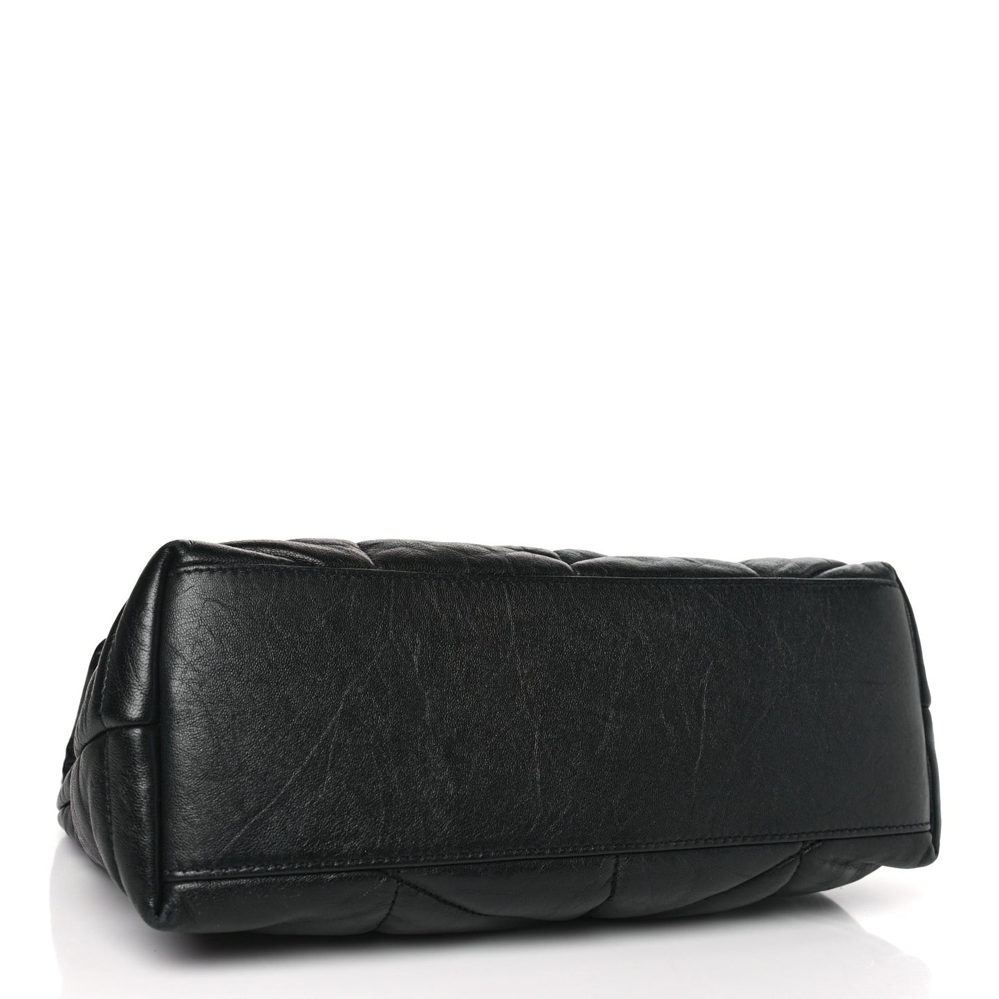 Lambskin Quilted Monogram Monochrome Small Loulou Puffer Chain Satchel Black