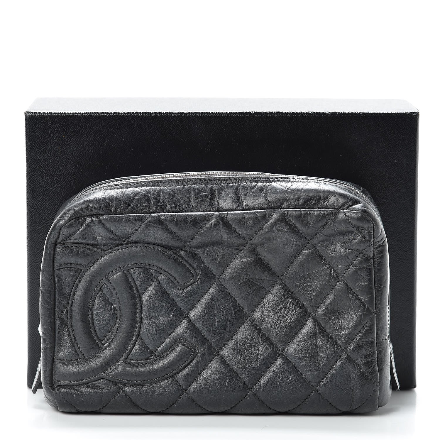 Chanel Distressed Calfskin Cambon Cosmetic Case Black 17 of 17