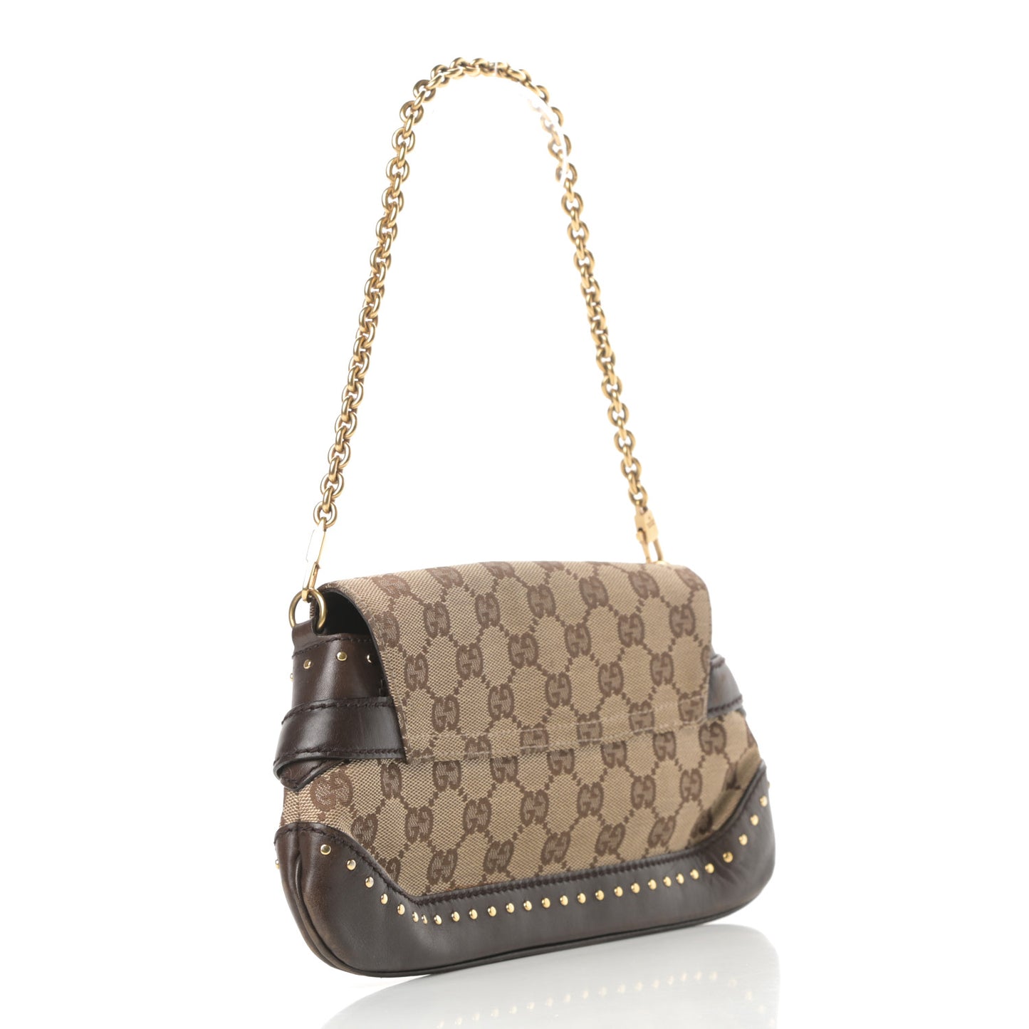 Monogram Studded Horsebit Clutch Dark Brown