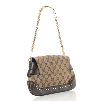 Gucci Monogram Studded Horsebit Clutch Dark Brown 3 of 15