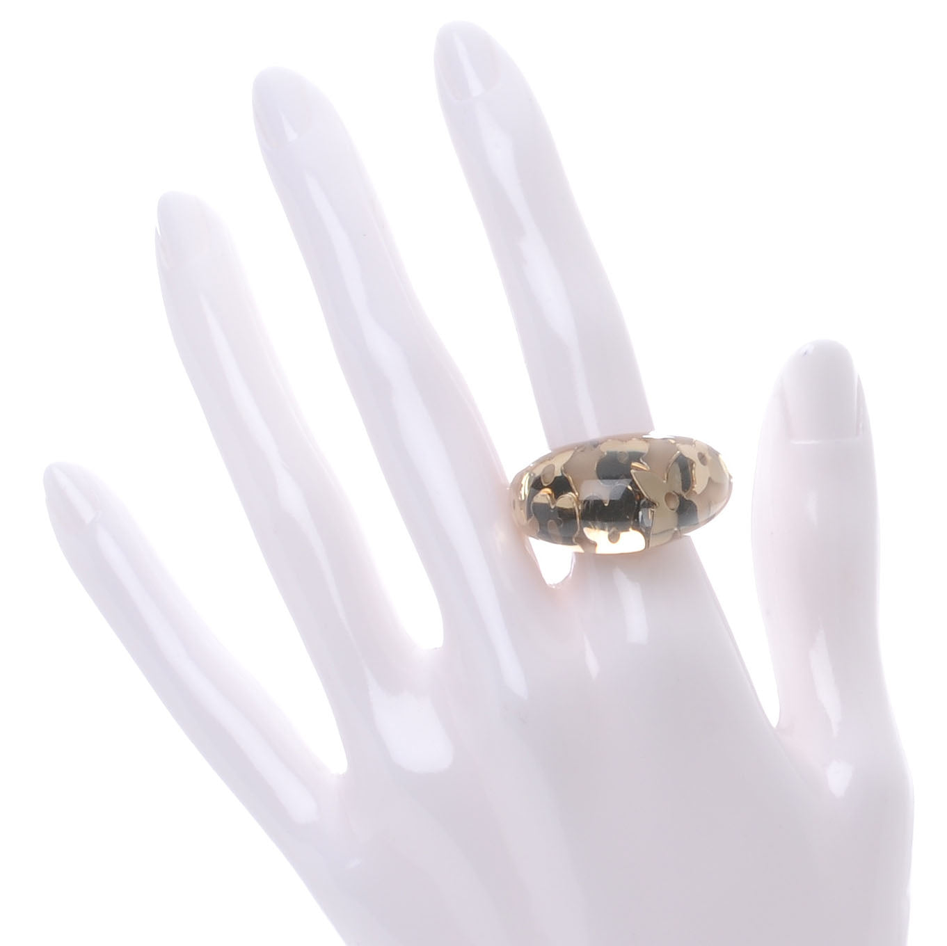Louis Vuitton Swarovski Crystal Inclusion Ring 6.5 Beige 2 of 5