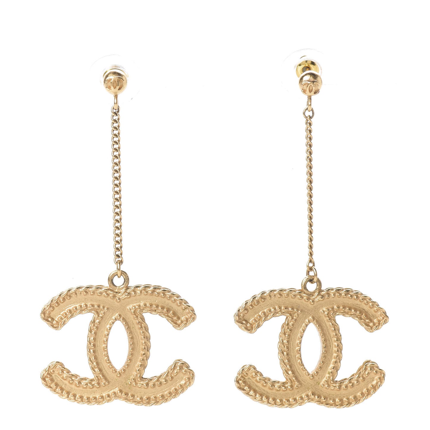 CC Drop Earrings Matte Gold